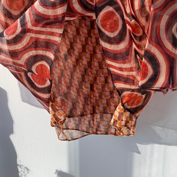 Zara Geometric Patterned Red Dress - Picture 6 of 11